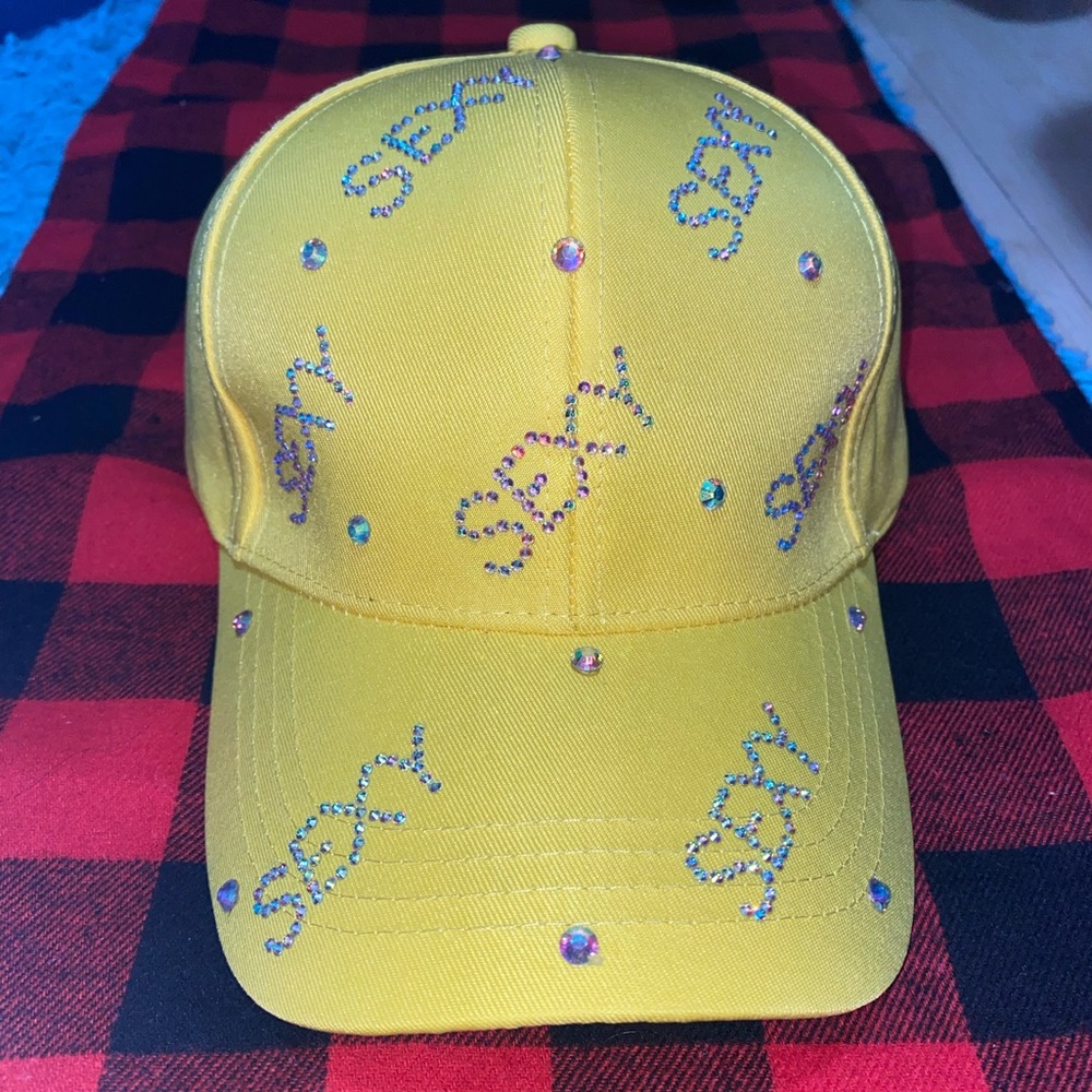 Yellow “Sexy” Studded Baseball Cap
